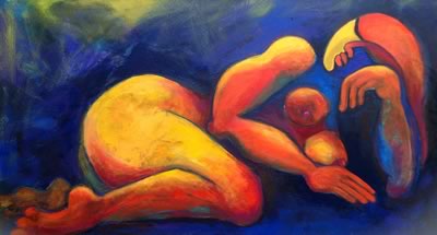 Ellen Erlhagen - 2018 'Der Kopf in mir' : 65 x 120 - Acryl auf Leinwand